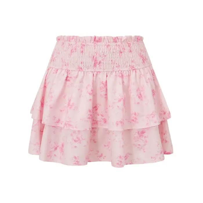 Puloru – Mini jupe fluide à imprimé Floral pour femmes, taille haute, à volants, courte, Streetwear, vêtements esthétiques, été