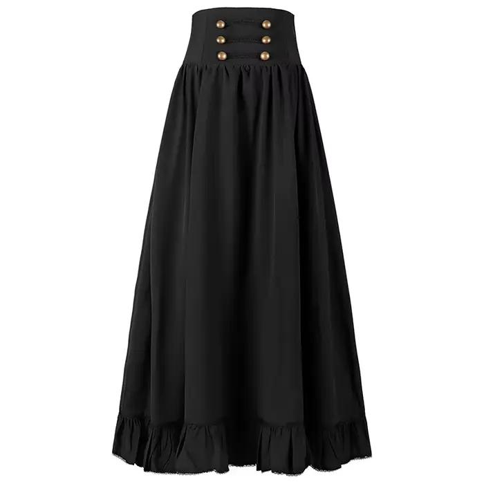 Femmes Maxi jupe Vintage été taille haute une ligne victorienne