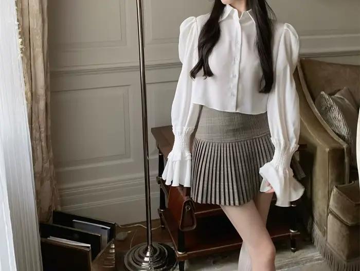 Jupe courte à taille haute à carreaux imprimés