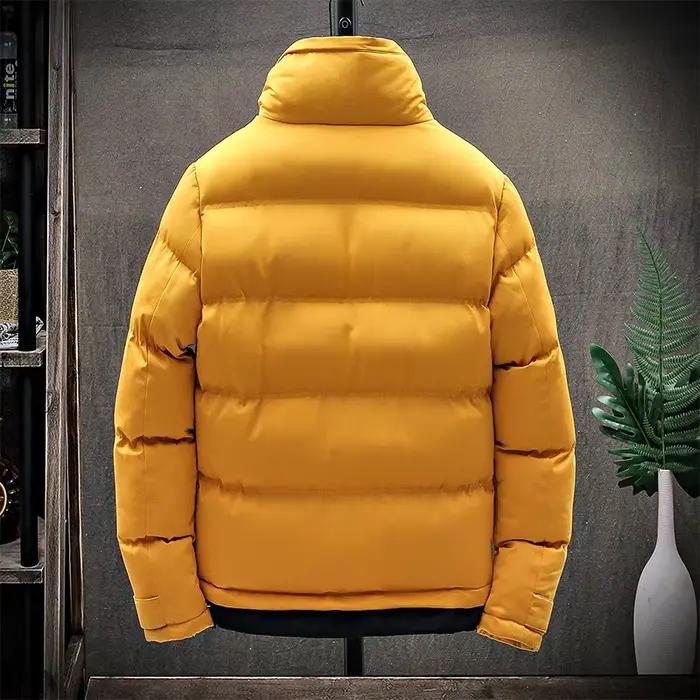 Homme doudoune hiver mode épaissir chaud contraste couleur mâle vêtements d'extérieur col rabattu à manches longues confortable hommes manteau