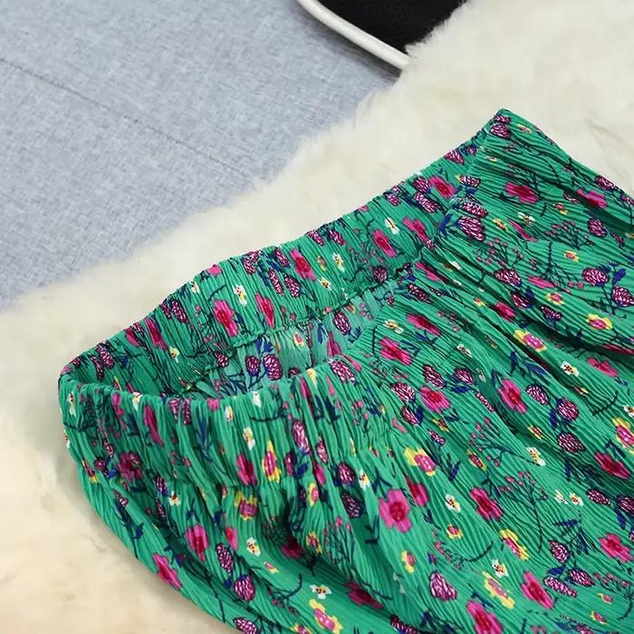 Jupe sirène élégante Seoulish à imprimé floral vert pour femme