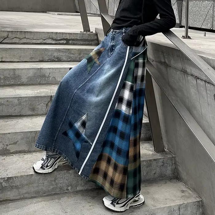 Haute couture Denim jupe femmes élastique taille