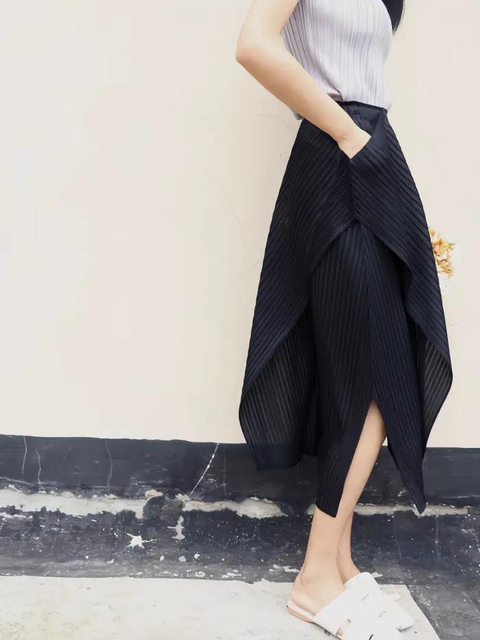Miyake jupe plissée irrégulière femmes 2025 printemps été mode coréenne casual jupes plissées droites