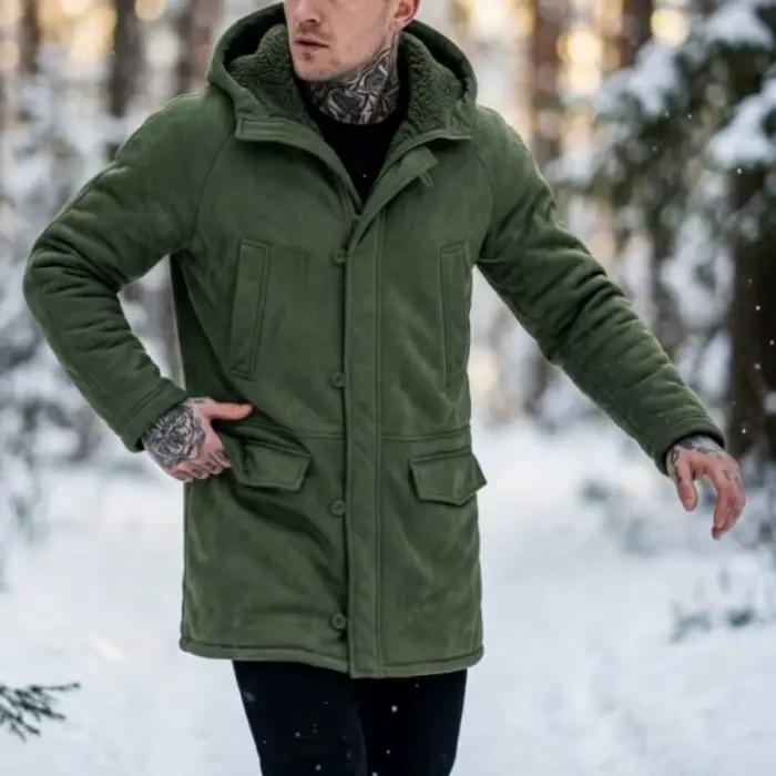 Veste polaire à capuche pour hommes, manteau doublé en fausse fourrure, coupe-vent d'extérieur, veste coupe-vent pour la chasse et la randonnée, nouvelle collection hiver