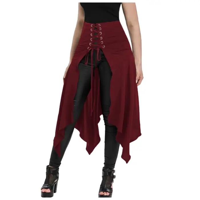 Jupe gothique taille haute vintage médiévale noire pour femmes