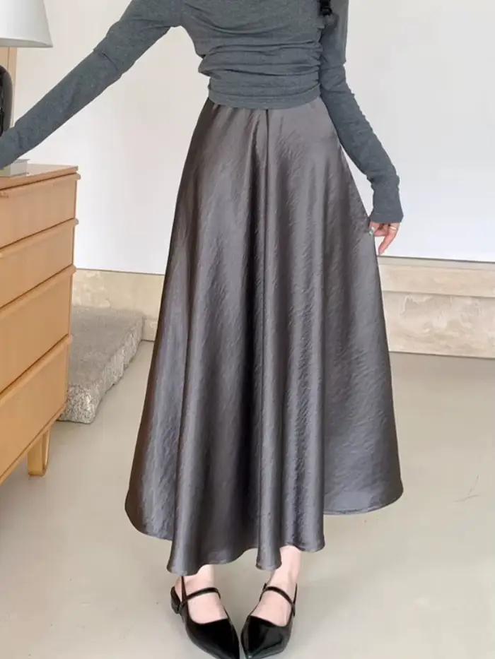 Jupe longue en satin d'été pour femme