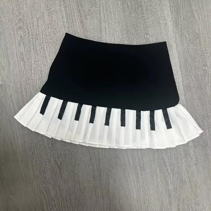 Jupe de Piano Vintage noire et blanche pour femmes