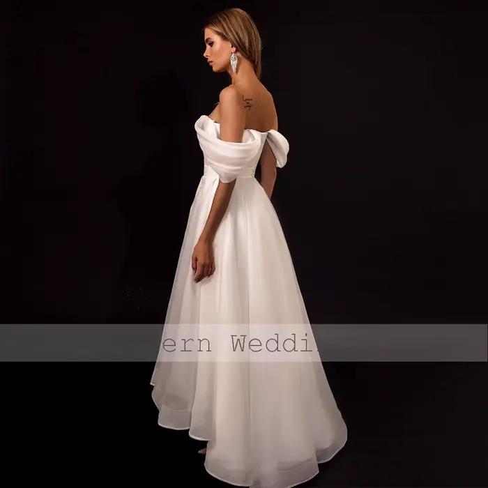 Robe de Mariée Dos aux, Longueur Thé, Simple, pour Patients, Vente en Gros, Chérie, Quelle que soit la Ligne A, 2023