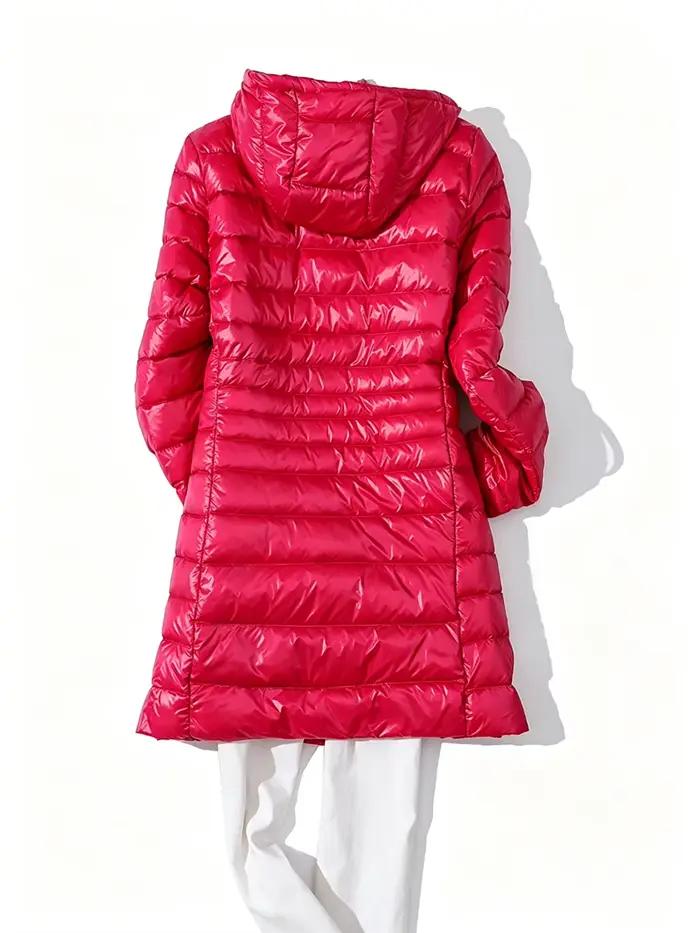 Veste chaude d'automne et d'hiver pour femmes, veste longue légère avec chapeau amovible pour femme de bureau, du S au 5XL
