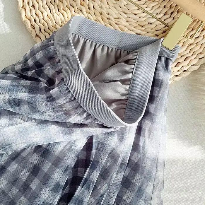 Jupe longue élégante à motif écossais pour femme