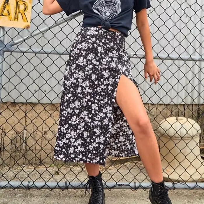 Jupe Vintage d'été imprimé léopard, taille haute, extensible, longue, ligne a, mode plage, Maxi