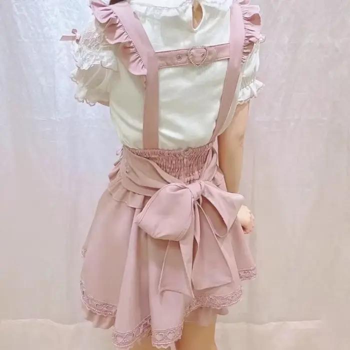 Jupe courte à bretelles style gothique japonais Lolita