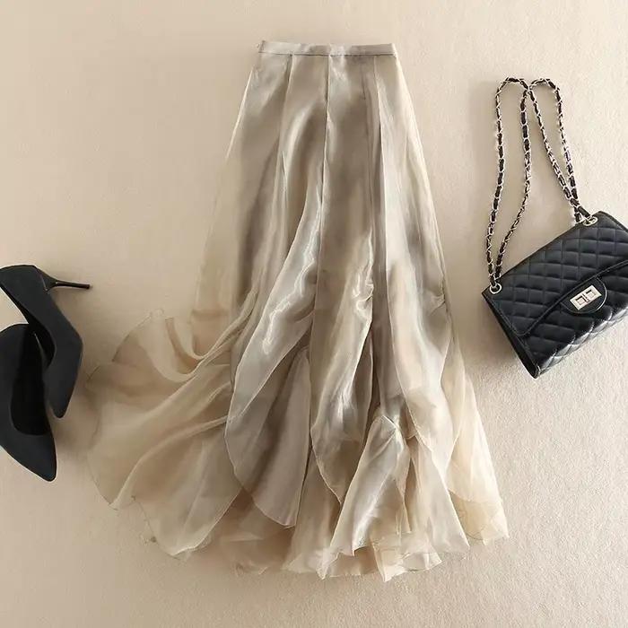 Jupe en gaze féerique légère haut de gamme, jupe Tutu mi-longue irrégulière taille haute