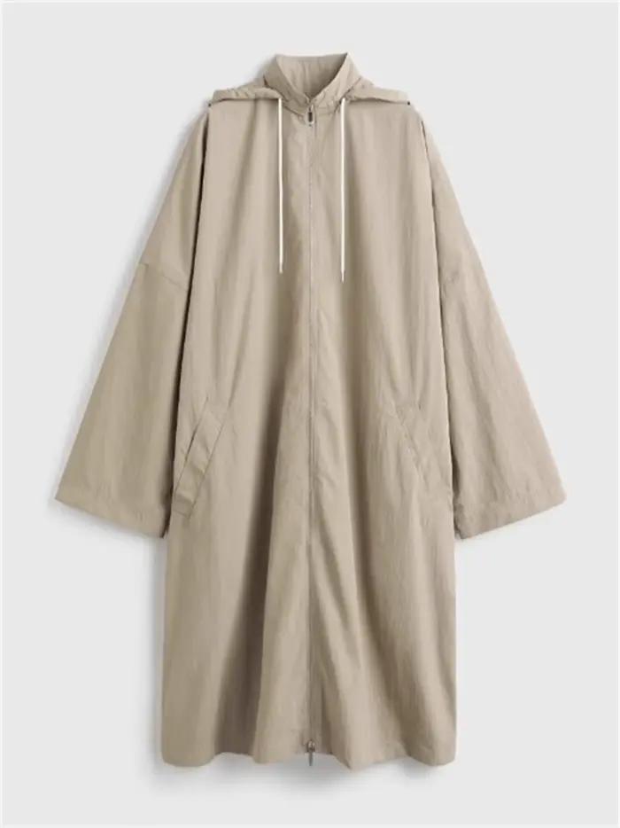 Veste mi-longue à capuche pour femme, Trench-Coat Long à manches longues, coupe ample, fermeture éclair, pour l'automne et l'hiver