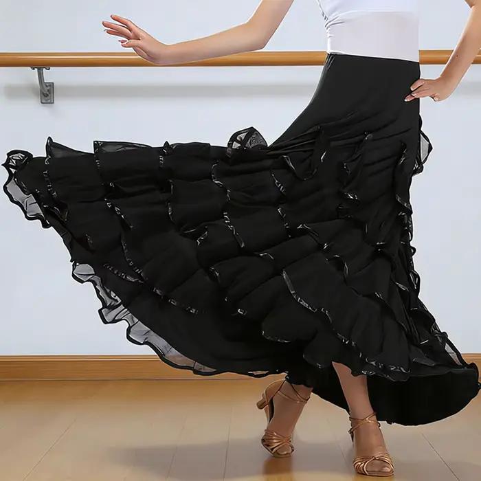 Jupe longue élégante pour femmes, idéale pour la danse latine, la danse de salon et les grandes soirées.