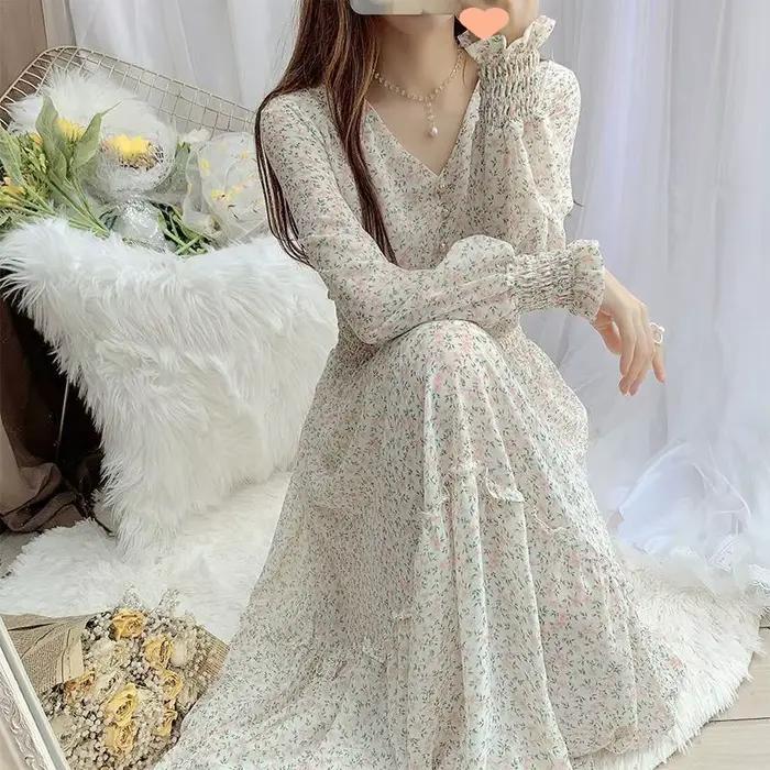 Jupe en mousseline de soie à motifs floraux féeriques pour femmes style streetwear automne ocassions spéciales