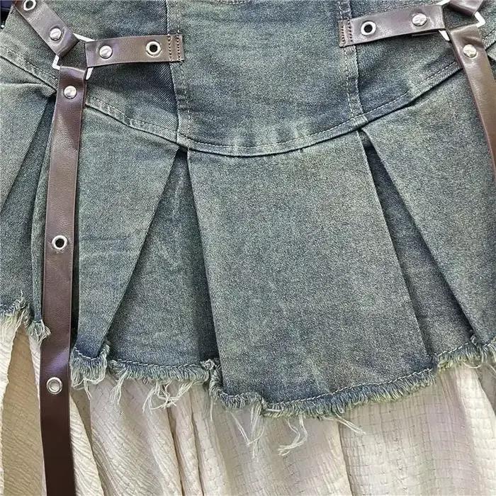 Jupe en jean d'été femmes taille haute a-ligne
