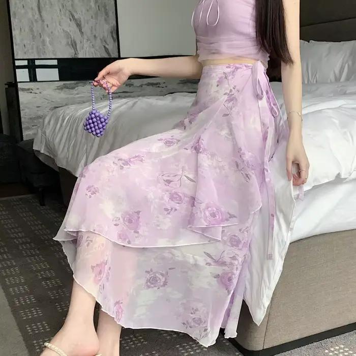Jupe florale à volants originale de l'atelier Jia Shu
