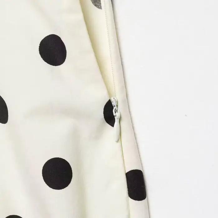 Jupe mi-longue décontractée pour femme, style vintage à pois, ourlet asymétrique, taille haute, cordon de serrage, fluide, blanc et noir, streetwear