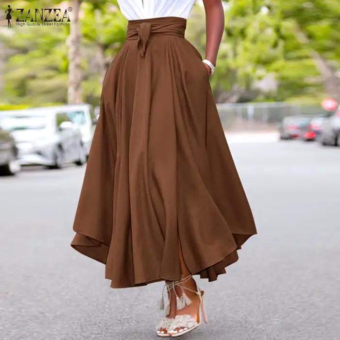 ZANZEA mode jupes irrégulières vacances fermeture éclair taille haute une ligne