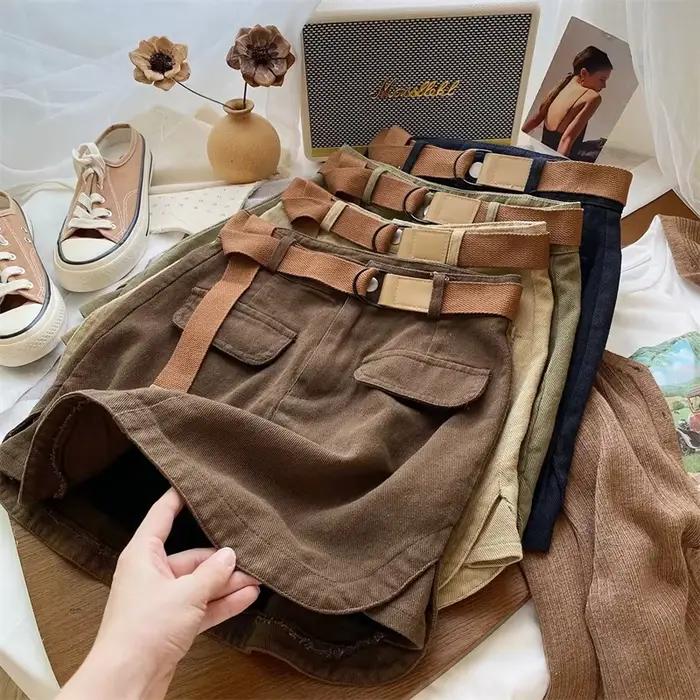 Jupe en jean style safari coréenne pour femmes