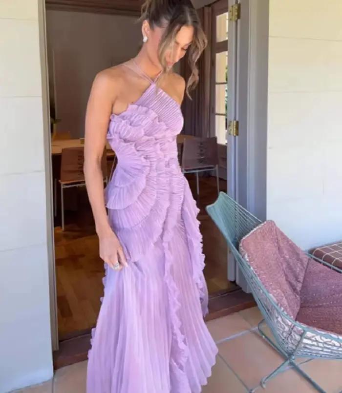 Robe longue asymétrique pour femme avec bretelles