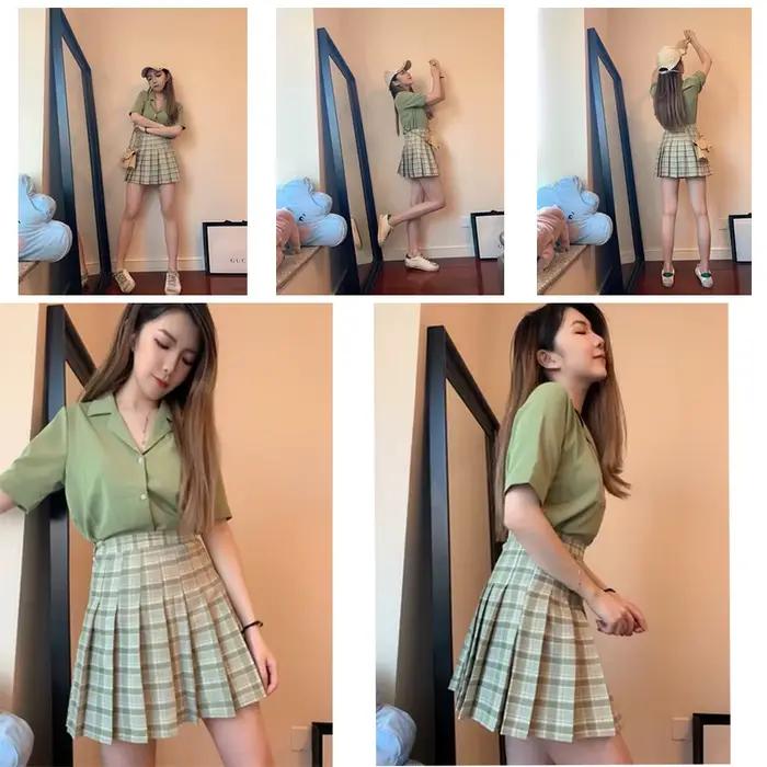 Jupe plissée à carreaux Style Harajuku Preppy pour femmes