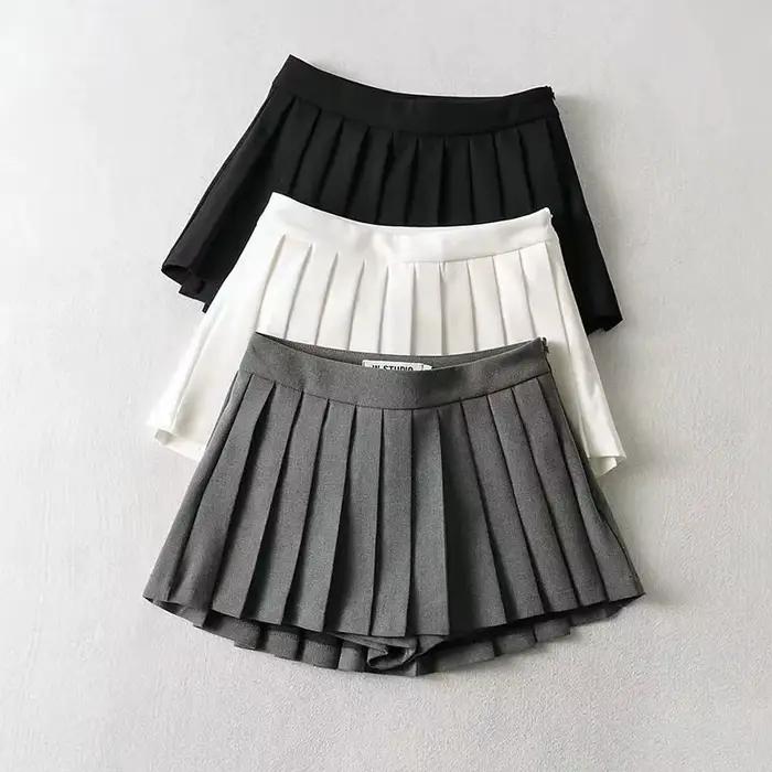 Spice girl jupe plissée femme couleur pure petite