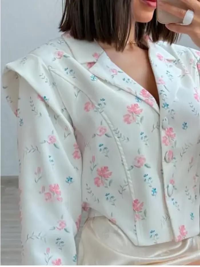 Ensemble Blazer et Jupe à Imprimé Floral pour Femme – Veste Courte Chic et Mini-Jupe – Ensemble Deux Pièces Printemps 2026 – Tenue Décontractée Chic pour Affaires