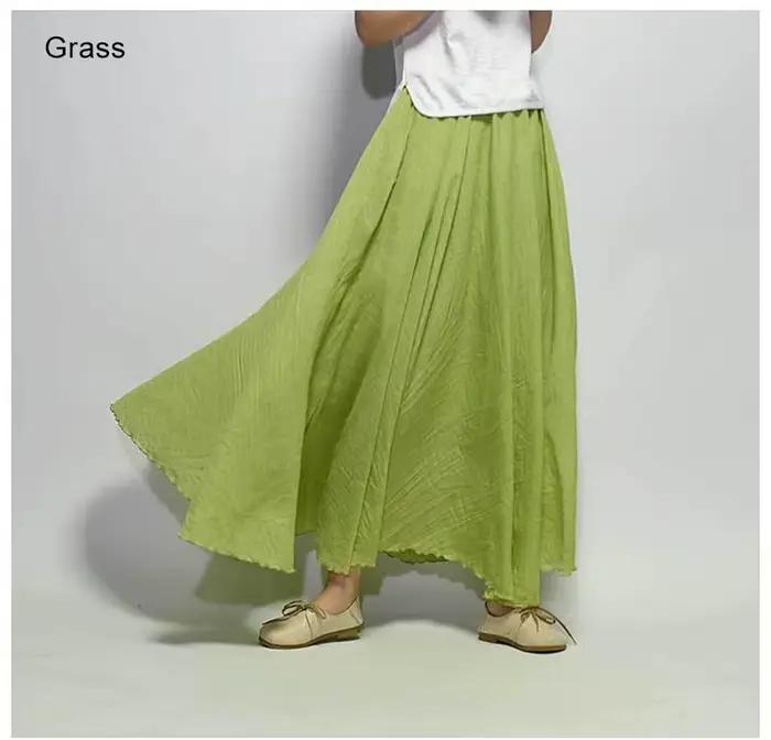 Jupe longue élégante en lin taille haute pour femme