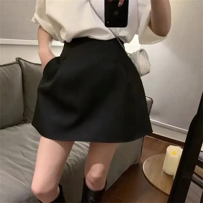Style de travail coréen costume jupes été nouveau Design noir blanc taille haute