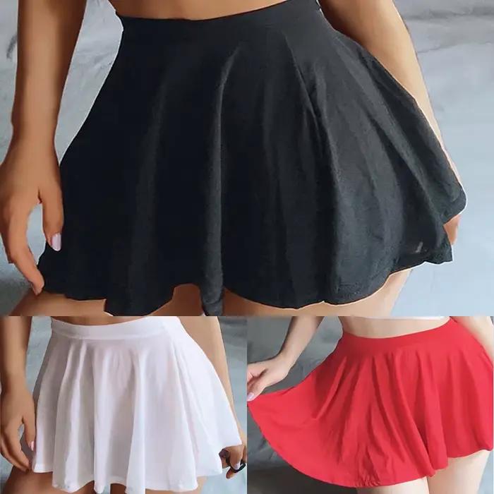 Mini jupe trapèze transparente plissée pour femme