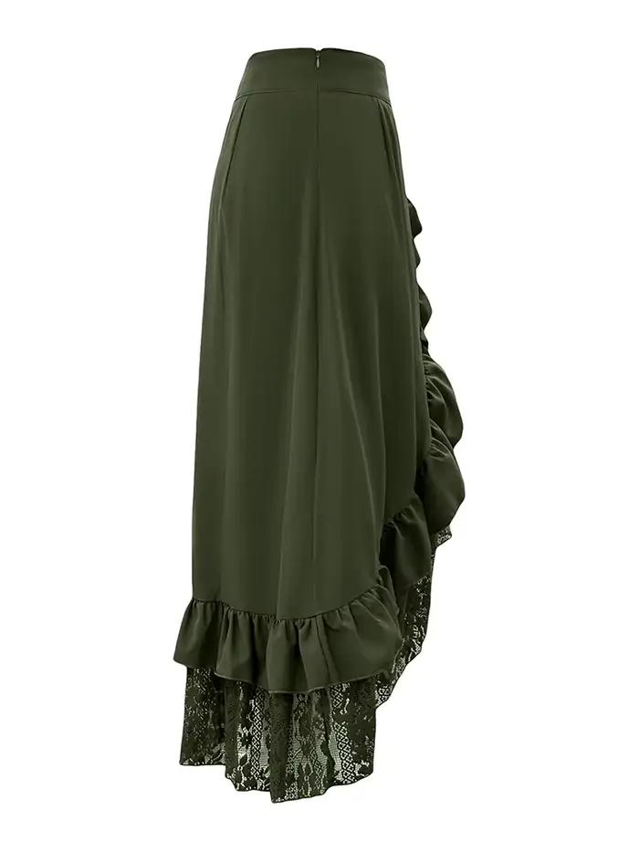 Jupe de style gothique tendance avec empiècements en dentelle et volants