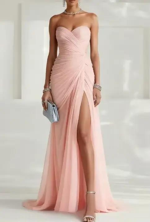 Robes de soirée élégantes et sexy pour femmes, couleur lavande, décolleté cœur, sans bretelles, fente haute, robes de bal, robes de fête, robes de cérémonie, personnalisables