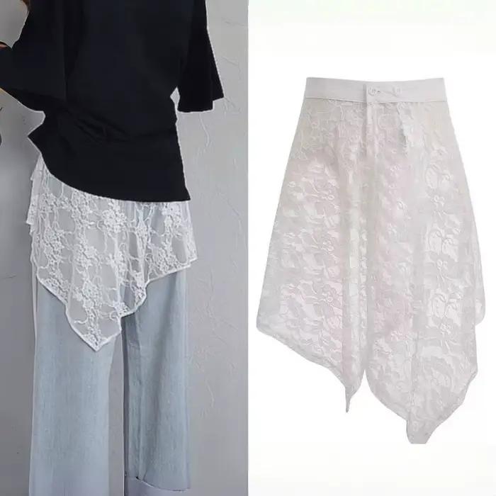 Sous-jupe en dentelle irrégulière, Anti-éblouissement, Cheongsam en maille, robe, Streetwear, taille haute, jupe de sécurité, jupon