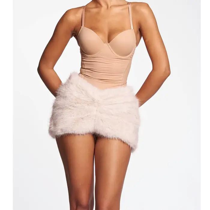 2026 Fashipn fausse fourrure moulante Mini jupes femmes mode Sexy taille basse Hipster
