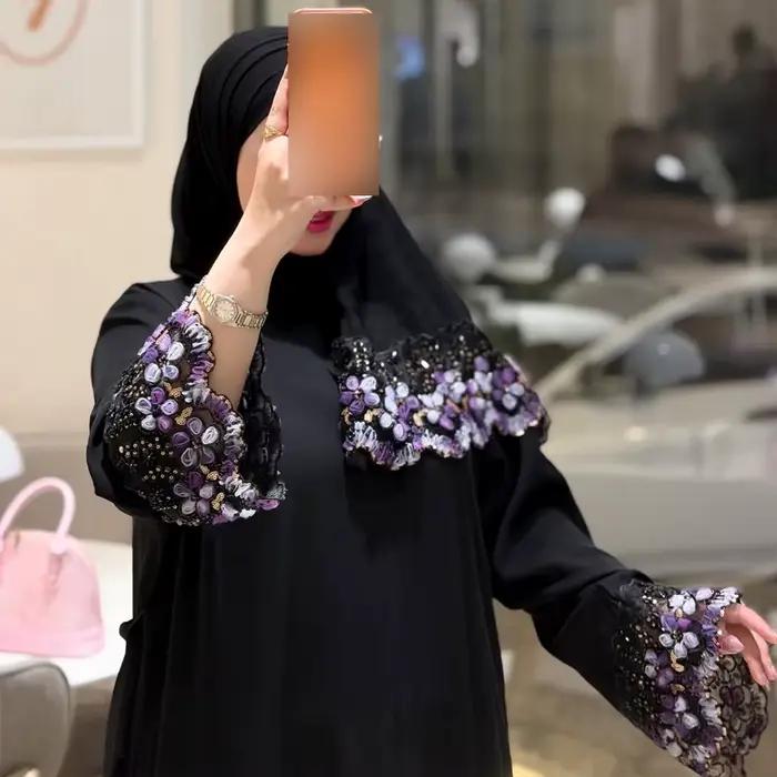 Robes pour femmes musulmanes, dentelle florale, perles, jalabiya, Eid, Maroc, kaftan, Islam, vestidos largos, robe longue arabe, Dubai, abaya, ensemble hijab
