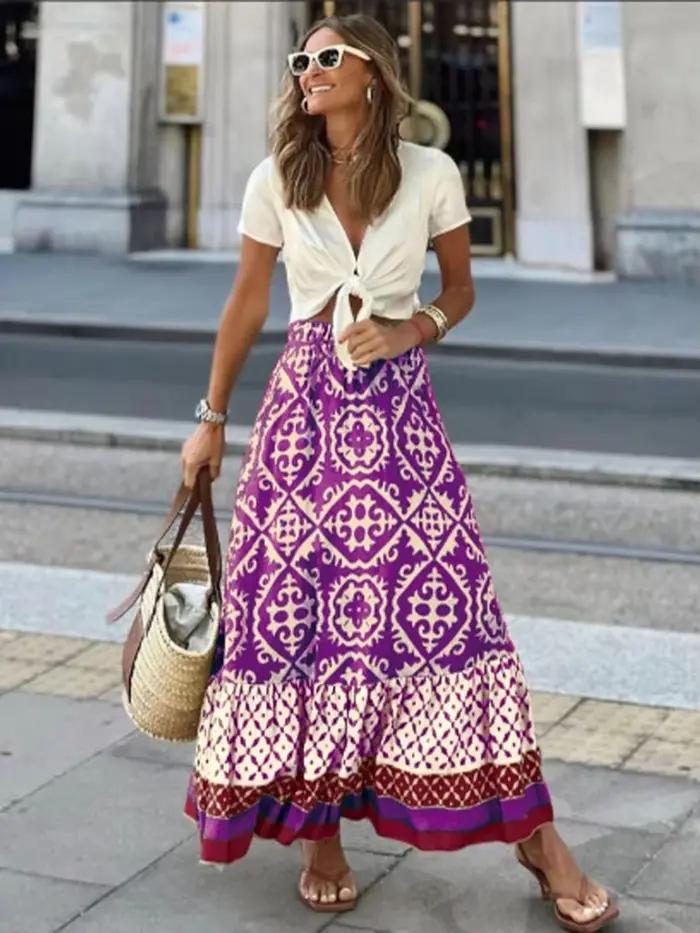 Robe bohème imprimée style rétro pour femmes, robe de vacances de printemps