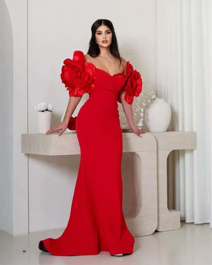 Mila rouge bretelles Simple robe de bal sans manches personnalisé luxueux robes de soirée gaine parole longueur vestidos de fiesta 2025