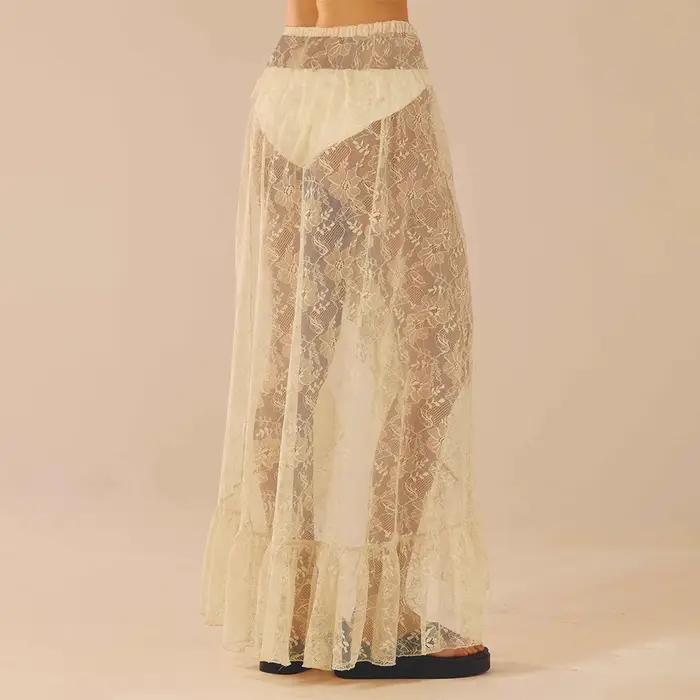 Femmes asymétrique dentelle jupes fluides Vintage