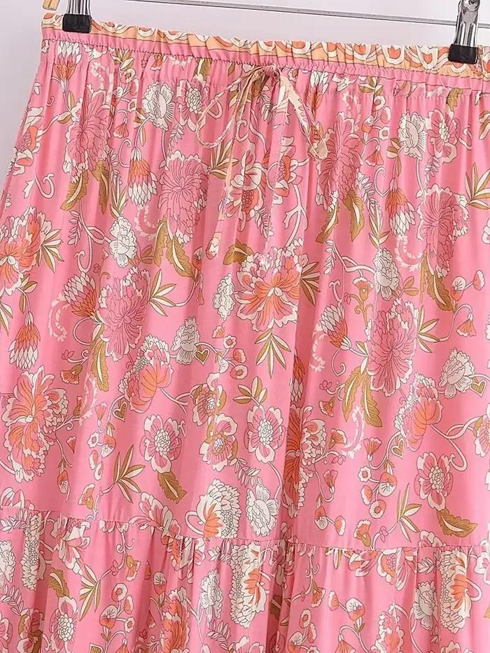 Jupe de plage bohème à imprimé floral pour femme