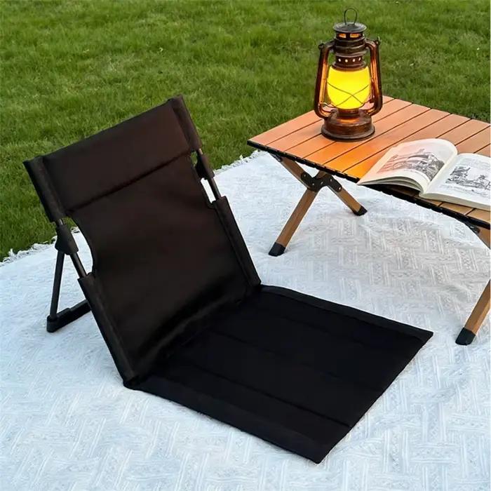 Chaise de camping pliable pour extérieur, jardin, parc, chaise longue individuelle avec dossier et coussin, pour pique-nique, camping, plage