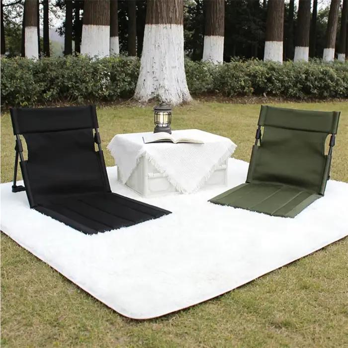 Chaise de camping pliable pour extérieur, jardin, parc, chaise longue individuelle avec dossier et coussin, pour pique-nique, camping, plage