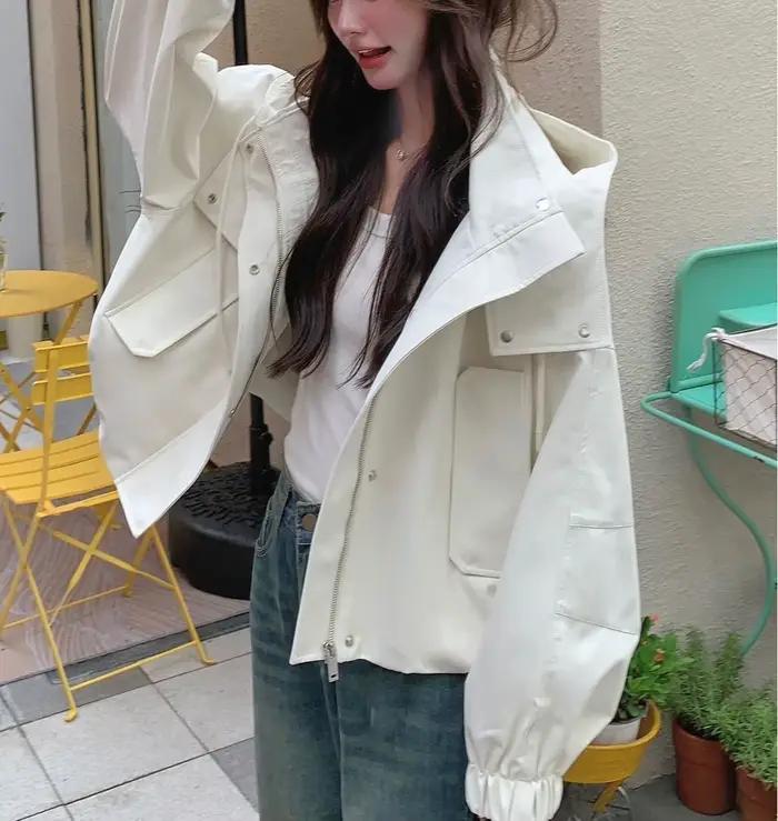 Veste à capuche pour femmes, vêtements de travail, veste courte pour l'automne 2025, nouvelle veste décontractée