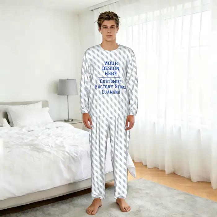 Ensemble de pyjama long personnalisé, vêtements de nuit pour hommes, images et textes personnalisés, cadeaux pour couples, épouses, amis, animaux de compagnie, famille
