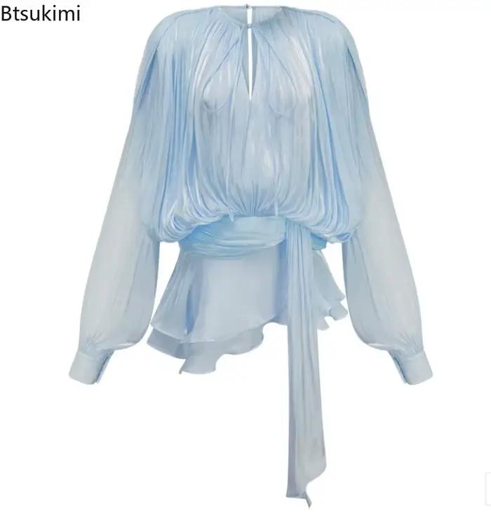 Mini robe à volants pour femmes, col en V, manches longues bouffantes, épissée, à lacets, douce avec Short, mode d'été, robe courte plissée