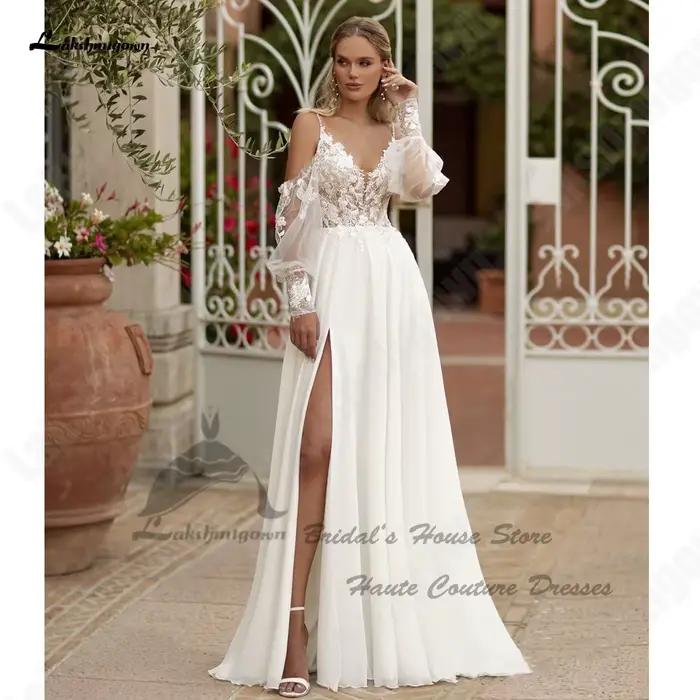 Lakshmigown gonflé à manches longues Boho robes de mariée pour les femmes 2025 personnalisé mariée plage robes de mariée Robe Mariage
