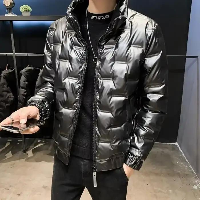 Doudoune brillante pour homme, manteaux rembourrés, Parkas courts à col rembourré, vêtements d'extérieur d'hiver 2021, mode 2025, Promotion extérieure chaude