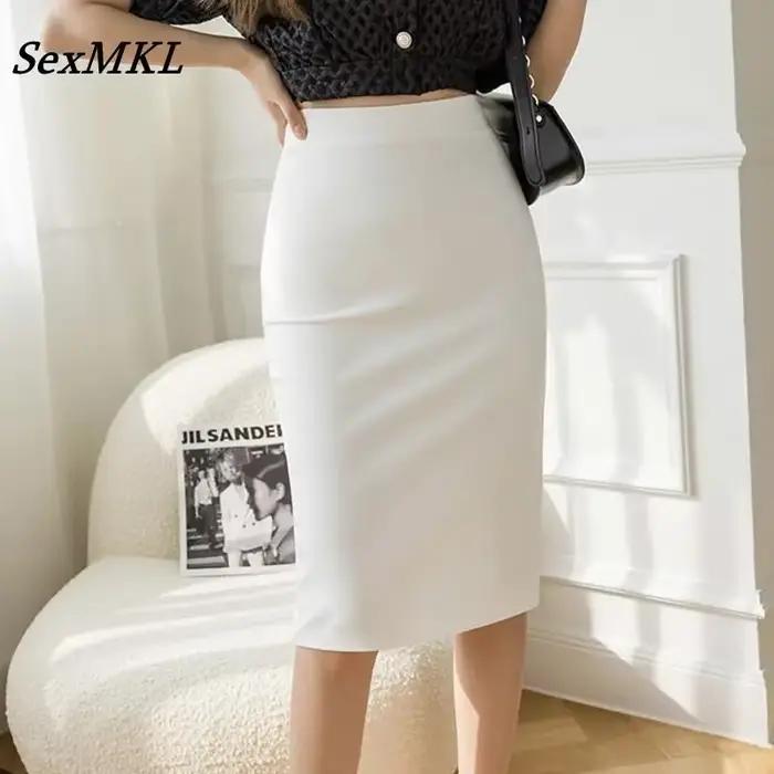 Jupes de bureau blanches taille haute tendance pour femmes 2026