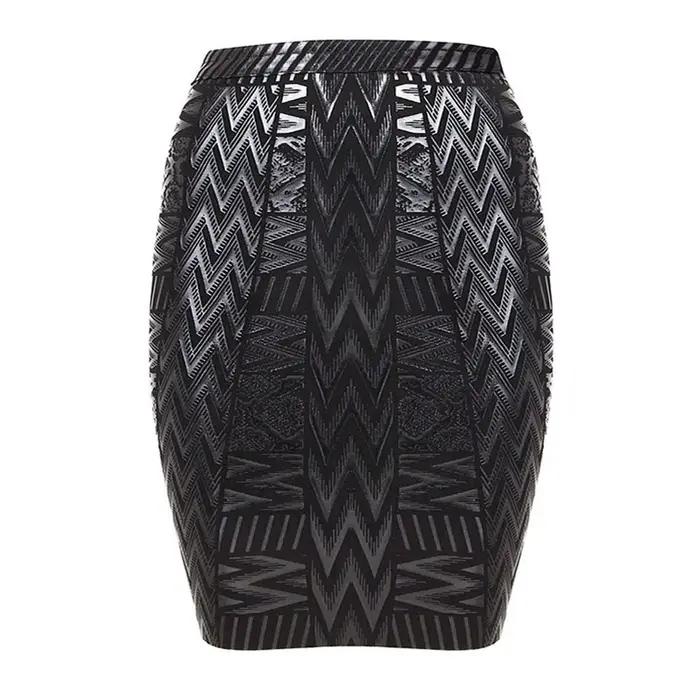 BEAUKEY-Jupe Crayon en Cuir D.lique Noir pour Femme, Couleur Unie, Géométrique, Taille Haute, Sexy, Longueur aux Genoux, pour Bureau
